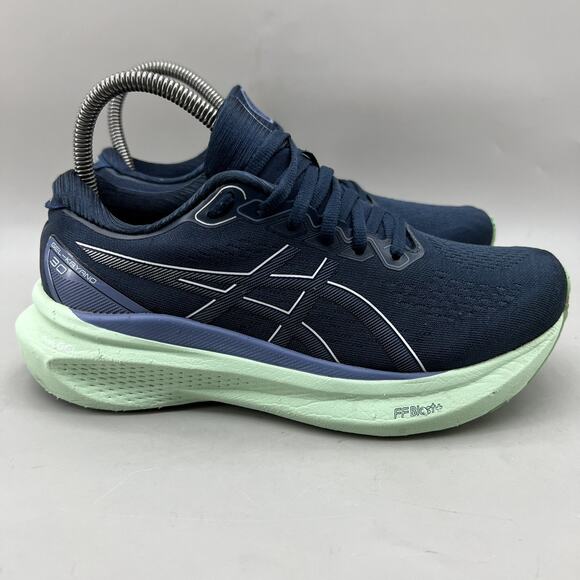 Asics Dark Blue and Light Green Running Shoes - Picture 1 of 10